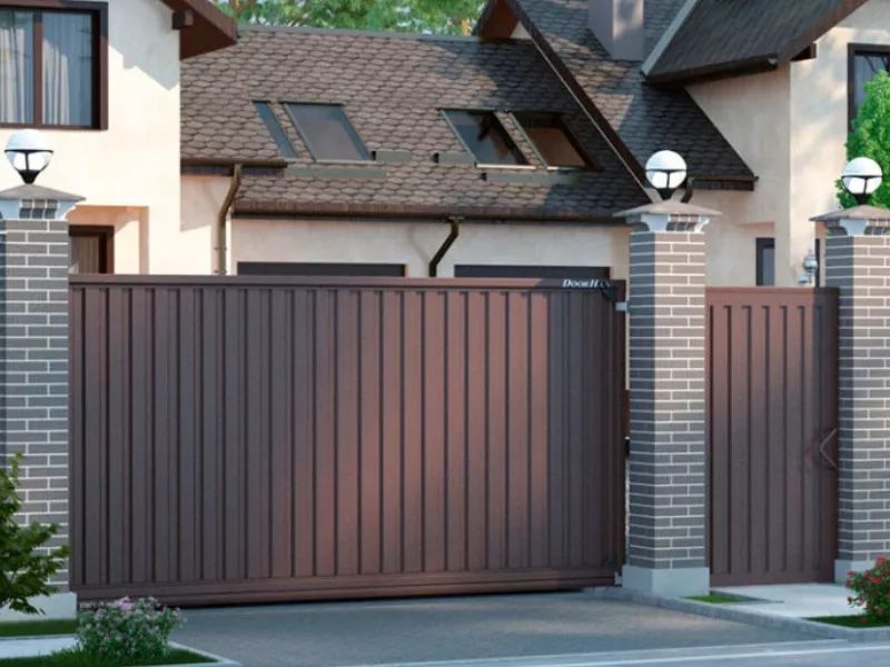 em5yz1208f2yhk18jjwjzxcgzvgvjy1n.jpg Откатные ворота из профлиста для загородного дома — изображение 1